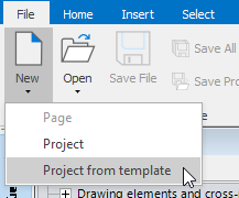 Menu item for creating a project based on a template