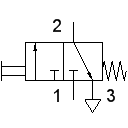 3/2-Wegeventil mit Drucktaster, in Ruhestellung gesperrt