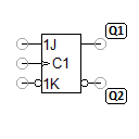 JK flip-flop, edge triggered, K inverted