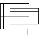 Cylinder, double-acting, with two piston rods and single trestle